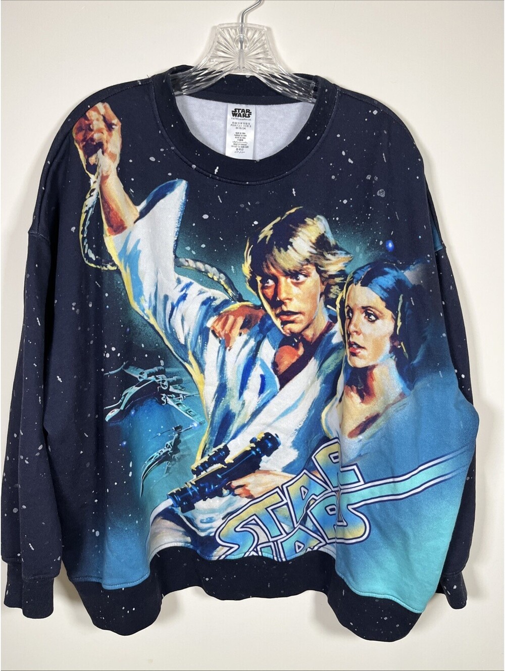Star Wars A New Hope Sweatshirt 1X Luke Leia Darth Vader All Over Print